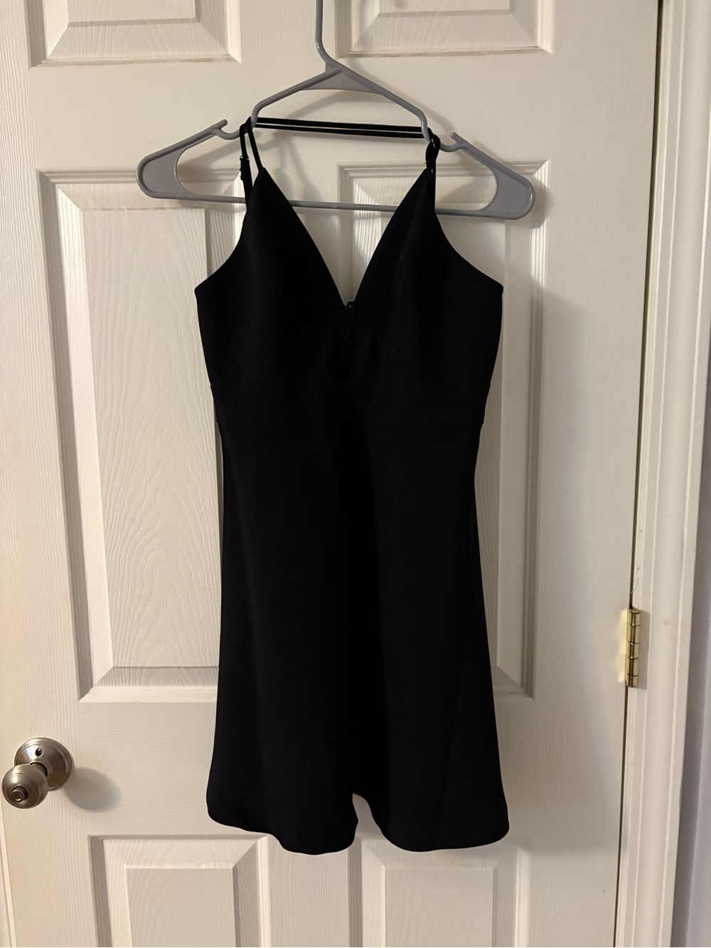 BCBGeneration Black V-Neck Mini Dress with Spaghetti Straps